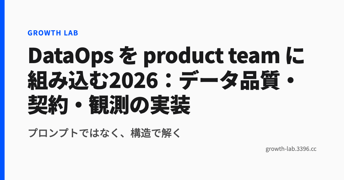 DataOps を product team に組み込む2026：データ品質・契約・観測の実装
