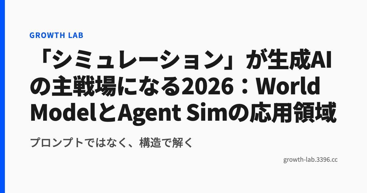 「シミュレーション」が生成AIの主戦場になる2026：World ModelとAgent Simの応用領域