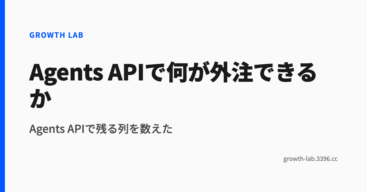 Agents APIで何が外注できるか