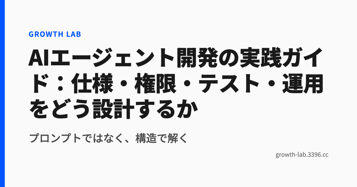 AIエージェント開発の実践ガイド:仕様・権限・テスト・運用をどう設計するか