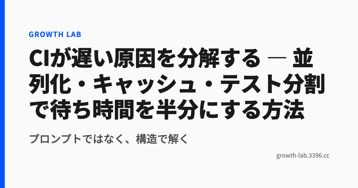 CIが遅い原因を分解する ― 並列化・キャッシュ・テスト分割で待ち時間を半分にする方法