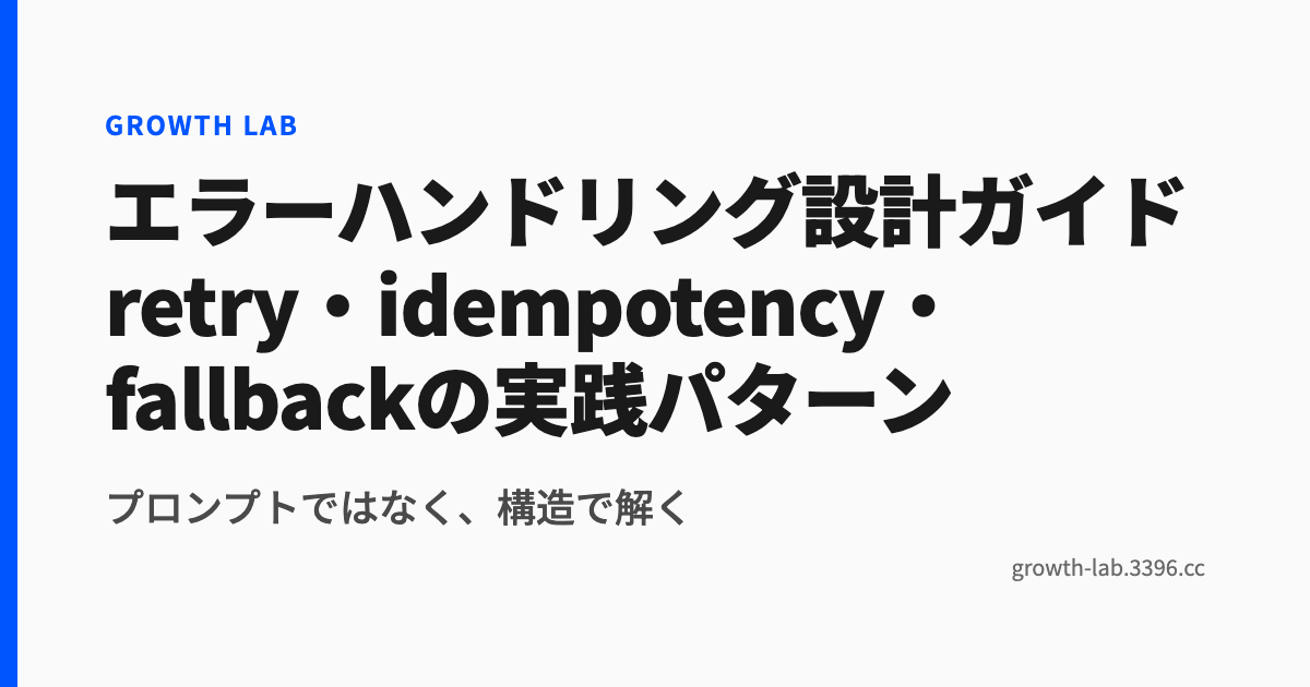 エラーハンドリング設計ガイド retry・idempotency・fallbackの実践パターン
