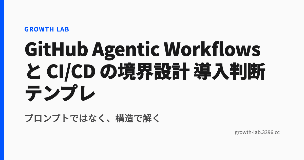 GitHub Agentic Workflows と CI/CD の境界設計 導入判断テンプレ