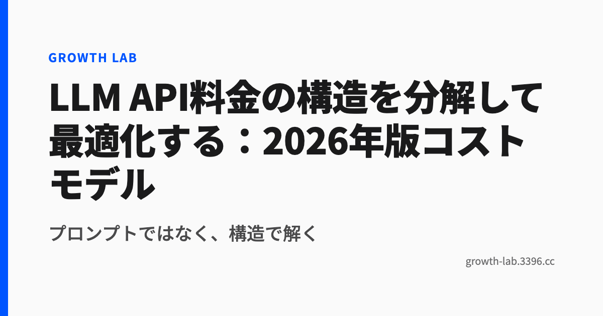 LLM API料金の構造を分解して最適化する:2026年版コストモデル