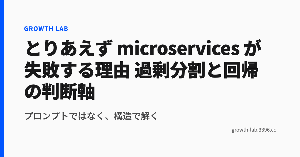 とりあえず microservices が失敗する理由 過剰分割と回帰の判断軸